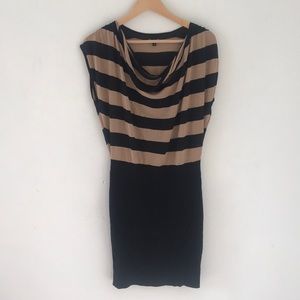 Express striped dress w/ loose top, fitted bottom